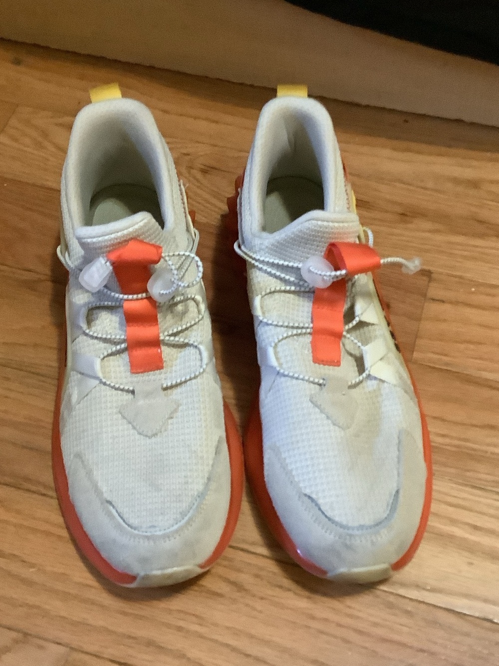 Youth Neutral Cream and Orange Athletic Sneakers